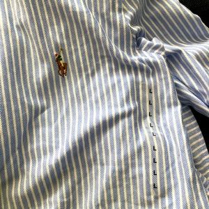 Women’s Ralph Lauren’s pin stripe button down casual dress shirt